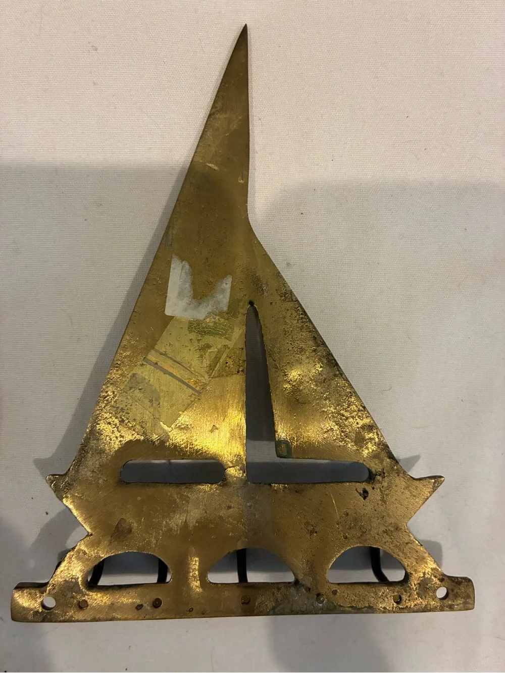 Brass Sailboat Wall Hook Rack - Gold-with 5 places for keys or FOBS Heavy Weight